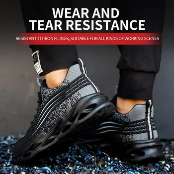 2020 Dihanje Moški Varnostni Čevlji Modni Anti-razbija Anti-punkcija Delo, Varnostne Čevlje, Elastičnost Svetlobe Moški Šport Delovni Čevlji