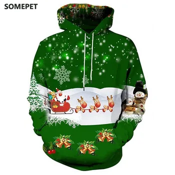 2020 Jeseni in Pozimi Vesel Božič Hoodies & Sweatshirts Dekoracijo Moški Ženske Božič Družinski Priložnostne Poliester Hoodies