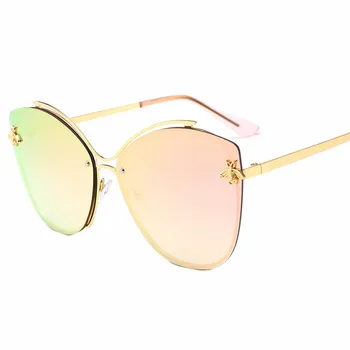 2020 Klasične velike Čebel Mačka Oči, sončna Očala Ženske, Metal Design Prevelik Srebrno Zrcalo sončna Očala Odtenki Sunglass UV400 Očala