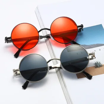 2020 Klasičnih Steampunk Sončna Očala Moški Ženske Letnik Krog Sunglass, Blagovno Znamko, Design Zrcalni Objektiv Luksuzni Kakovosti Očala