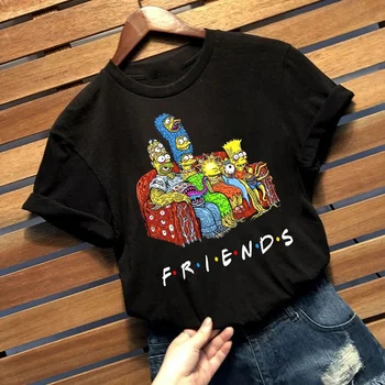 2020 Moda Risanka Grozo Simpsons Prijatelji Tv Oddaje T Majice, Vrhovi