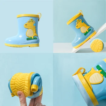 2020 Novo Otrok Dež Copati Otroci Fant Dekle Risanka Dinozaver Natisnjeni Gumijaste Škornje Baby Toddler Neprepusten za Vodo, Čevlji za Dež-čevlji