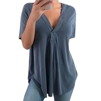 2020 Novo Poletje Letnik Ženske Bluzo Majica Trdna Proti-Vrat Svoboden Kratek Rokav Ženska Tunika Priložnostne Plus Velikost Bluzo Mujer