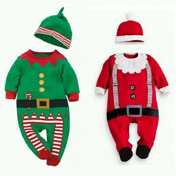 2020 Novo Zimo Božič natisnjeni Kostum Newborn Baby Dekle Pletene Romper Jumpsuit Splošno Pulover Topel Jesenski Volne za Oblačila