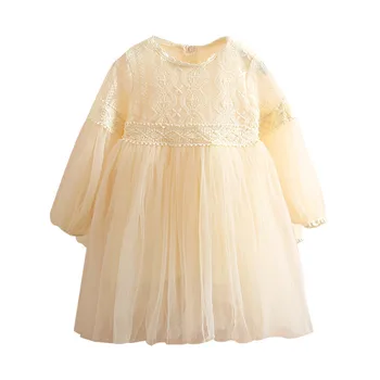 2020 Otrok Elegantno 3-10 11 12 Let Vezenje Dolg Rokav Princesa Otroci Baby Dekleta Čipke Šifon Pomlad Jesen Obleke