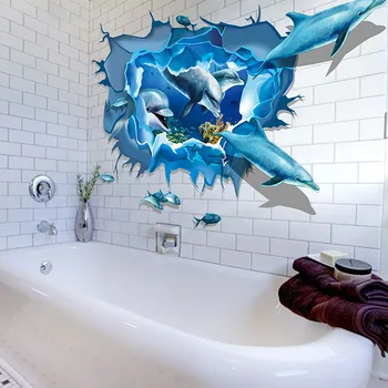2020 Vroče Prodaje Izmenljive Dolphin 3D Morje, Ocean Nalepke, vinilne Nalepke Zidana DIY Dekor Otrok Soba Art Adesivo de parede D38JL24