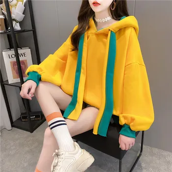 2020 zimska oblačila korejski design sense plus žamet debele svoboden hooded super požarna vrata stil plus velikost ženske pulover ženske