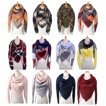 2020 ženske modni šal kariran kašmir rute gospa zima šali in obloge ruta ženski pleteni foulard Trikotnik vratu šali