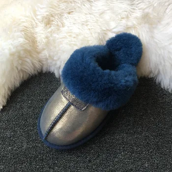 2020 Ženske Natikači Zimski Sneg Škornji Non-slip Usnje Pravi Volne, Krzna, Topli Mode Dame Čevlji Doma