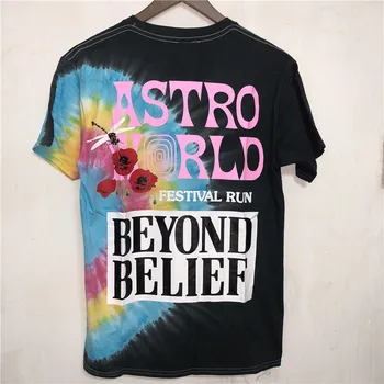 2020ss Travis Scott Astroworld Festival Teči Tie Dye Tee majica s kratkimi rokavi Moški Ženske ASTROWORLD TRAVIS SCOTT T-majice