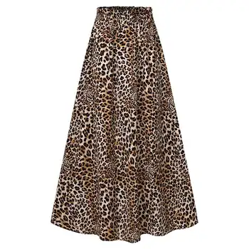 2021 Jeseni Ženske Leopard Tiskanja Maxi Dolga Krila Celmia Krila Moda Visoko Elastični Pas Stranka Priložnostne Dolgo Krilo Plus Velikost 7