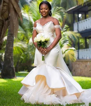 2021 Luksuz Južni Afriki Ljubica morska deklica Poročne Obleke Kroglice Plus Velikost arabski Državi, Poročne poročni Obleki Vestido de novia