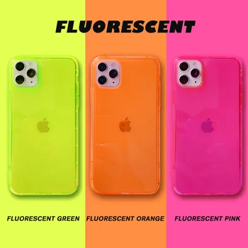 2021 Moda Kul Fluorescentno Zeleno Oranžno Rdeče Rose Primeru Za iPhone 11 11PROMAX 11PRO12 12min 12Pro 12ProM XSMAX XR Ljubitelji' Primeru