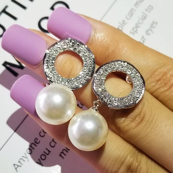 2021 nove luksuzne retro halo Pearl 925 sterling srebrni uhani za ženske Valentinovo darilo nakit trgovini E5492