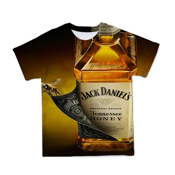 2021 Novo 3D Tshirt Za Moške Malt Viski Tiskanje T Shirt Moški Oblačila Smešne majice Kratek Sleeved Hip-Hop Velikosti 110-6XL