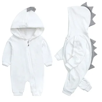 2021 Pomlad Otroci Pravljice Newborn Baby Romper Obleko Trdna Hooded Dino Fantje Dekleta Romper Bombaž Babywear 4 Barvah