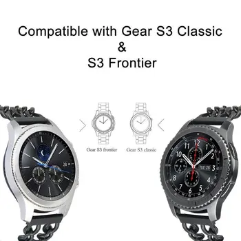 22 mm, iz Nerjavnega Jekla Watchband za Samsung Galaxy Watch 46mm SM-R800 Športni Pas Ukrivljen Koncu Traku Zapestja