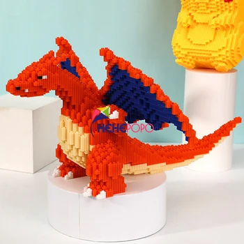 26 cm Visok 8665 Sredini Opeke Blok Igrača Charizard Zmaj Žep Pošast Živali 3D Model DIY Bloki Stavbe Igrače za Otroke
