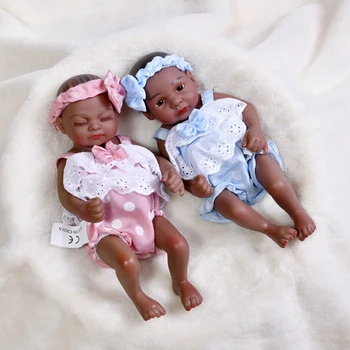 28 CM Prerojeni Baby Doll Afriško Črno Telo Polni Silikona Igrača Za Dekle, Fant, Mini Srčkan Dojenčki Kopel Play House Veren Bebe Najboljše Darilo