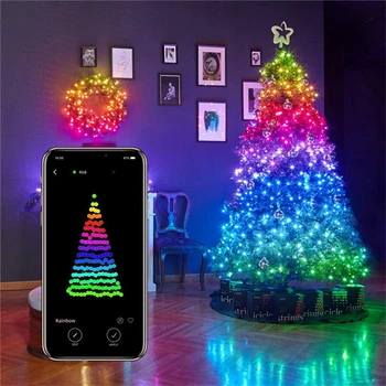 2M 5M 10 M Smart Bakrene Žice LED Niz Vila Lučka za Bluetooth App Nadzor Poroko Počitnice Božič, Notranja Garland Na Zaveso