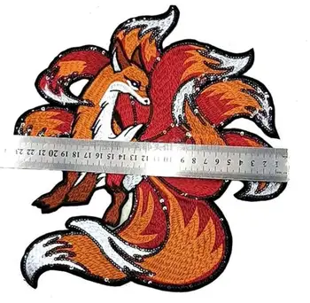 2Pcs 24*24 cm Rdeča devet rep fox rep krpo Seiko vezenje modna oblačila / hlače krpo obliž pribor AC1325