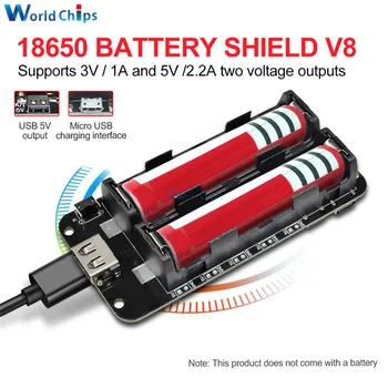 2PCS Dvojno 18650 Baterija Litij-Shield V8 5V/3A 3V/1A Power Bank Baterija Polnjenje Modul Micro USB Za Arduino ESP32 ESP8266
