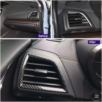 2Pcs Levo in Desno Ogljikovih Vlaken nadzorno ploščo, na Strani Zraka Vent Vtičnico Pokrov Avtomobila Notranje zadeve Prekrivni Trim Fit Za Subaru XV Crosstrek 2018