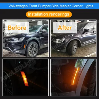 2PCS ZA VW Tiguan 2008-2017 Sprednji Odbijač Strani Marker Kotu Luči Dim objektiv Oranžno svetlobo