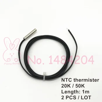 2x NTC 3950 Thermistor Senzor Temperature 20K 50K OHM Sonda 5 mm*25 mm Sonda velikosti 1000 mm - Žica 2 KOS Nepremočljiva