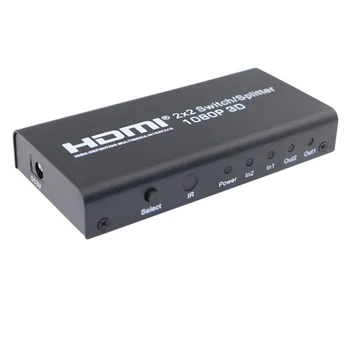 2X2 HDMI Splitter Preklopnik 2 V 2 Out HDMI preklopnik z IR Daljinskim in Napajalnik za Podporo 3D 1080P Za HDTV, PC, PS3/PS4