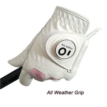 3 Kos Premium Udobno Mehko Womens Golf Rokavice Usnje z Žogo Marker Weathersof Oprijem, Velikost S M L XL