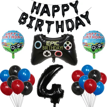 33pcs Big Black Gamepad Fant Napihne Igrače IGRA NA Folija Balon Happy Birthday Dekoracijo Igra Tekmo Rekviziti Igralno Orodje število žogic