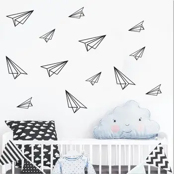 34pcs Skandinavski Slog mini Papir letalo stenske nalepke za otroke, soba za baby vrtec soba art vinilna DIY nalepke Zidana D968