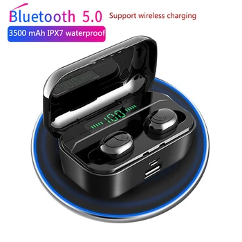 3500 mAh TWS Brezžične Slušalke Bluetooth 5.0 Slušalke Led Power Prikaz CVC8.0 DSP zmanjšanje hrupa Šport Slušalke Moči banke