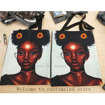 3D Art Afro Lady Dekleta Fotografij, Platno za Večkratno uporabo Nakupovalna Torba Ženske Zložljive Trgovina Shranjevanje Vrečk Veliko Priložnostne Totes Vrečko Dropship