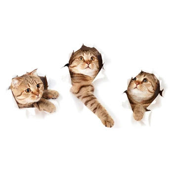 3D tri Mačka Stenske Nalepke Luknjo Pogled, Kopalnica, Stranišče, Dnevna Soba Doma Dekor Nalepko Plakat Ozadju Kombinacijo Stenske Nalepke