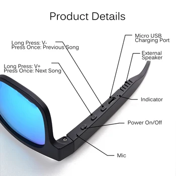 3IN1 bluetooth 5.0 Smart Športne Slušalke sončna Očala Brezžične Stereo Audio sončna Očala IPX7 Slušalke Slušalke Zvočniki z mic