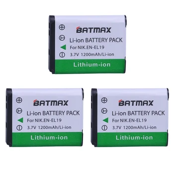 3Pcs EN-EL19 SL EL19 Baterija + LCD Polnilec za Nikon Coolpix S32 S33 S100 S2500 S2750 S3100 S3200 S4200 S4400 S6400 S6500 S6600
