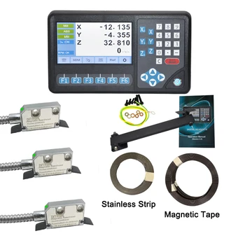 3Pcs Magnetni Preberite Glavo 6Meter z Magnetnim Trakom, 1um Resolucijo ,3 OSI LCD-Zaslon DRO Magnetni lestvica za Rezkalni Stroj/Stružnica
