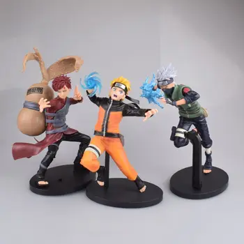 3Pcs/set Anime Naruto, Naruto Uzumaki Hatake Kakashi Gaara Hokage PVC Dejanje Slika Zbirateljske Model Igrača OPP 21 CM