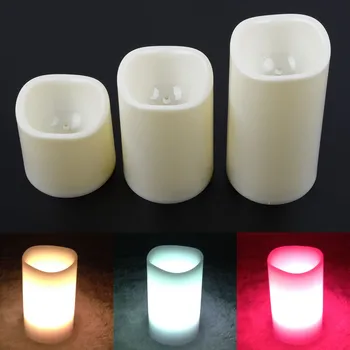 3pcs/veliko Oddaljen nadzor LED sveča slonokoščene barve Steber Sveče S Samosprožilcem bougie za Dom rojstni dan Poroka Dekoracija