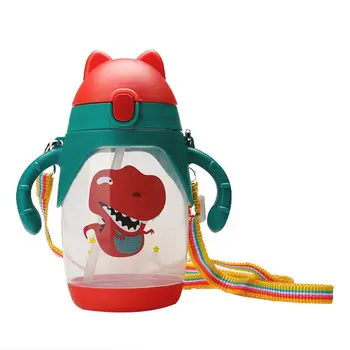 400 ml Baby Drinkware Dinozaver Vode Sippy Pokal Cartoon Hranjenje Skodelice z Slamic Neprepustne Steklenice Vode Prenosni Otrok Skodelice
