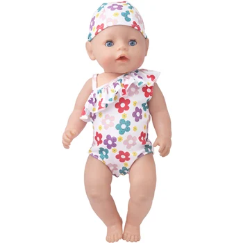 43 cm lutke otroka kopalke Tiskanja povodcem enodelne kopalke in skp Ameriški novorojenčka krilo Otroške igrače fit 18 inch Dekleta lutka f889