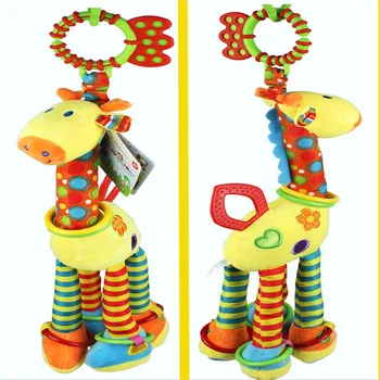 (46 cm)Plišastih Dojenčka Igrače Mehko Žirafa Živali Handbells Baby Razvoj Lep Newborn Baby Ropota Plišastih Voziček Posteljo Zvonovi Handbell