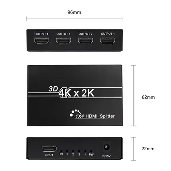 4K HDMI Splitter Full HD 1080p Video, HDMI Preklopnik Switch 1X4 Dvojni Zaslon Za HDTV, DVD, PS3, Xbox