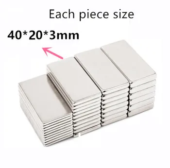 5/10psc Neodymium magnetom 40x20x3 N35 kvadratnih super močan močnih trajnih magnetov blok redkih zemelj hladilnik magnet 40*20*3