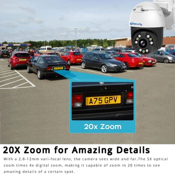 5MP 5X Optični Zoom WiFi PTZ Kamere na Prostem Auto Tracking AI Dvojno Svetlobo Brezžični Speed Dome Zvočni Alarm Nadzor, IP Kamere