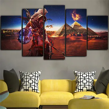 5Pieces Filmski Plakat Platno Wall Art Assassins Creed Slikarstvo Abstraktna Umetnost Sliko Igre, Plakati, Tiskanje Quadros Decoracao