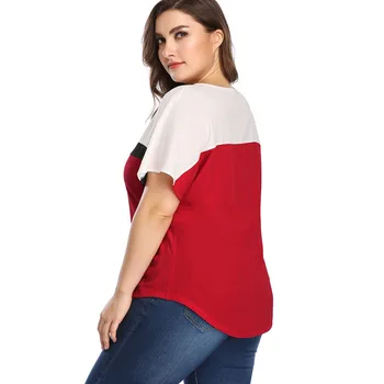 5XL Velika velikost 2020 Nov slog Ženska T-shirt kratek rokav Svoboden mozaik majice s kratkimi rokavi ženske plus velikost ženske oblačila velikosti vrhovi