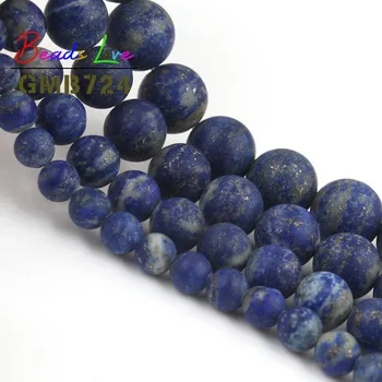 6-10 mm Dolgočasno lak Mat Modra Lapis Lazuli Kroglice Naravnega Kamna Krog Motnega, Kroglice za Nakit, Izdelava Diy Zapestnico, Ogrlico 15